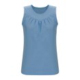thumbnail image 6 of Otntypg Womens Tank Tops Loose Fit Ruched V Neck Solid Color Sleeveless Cute Flowy Tops Casual Basic Banded Shirts Blue S, 6 of 8
