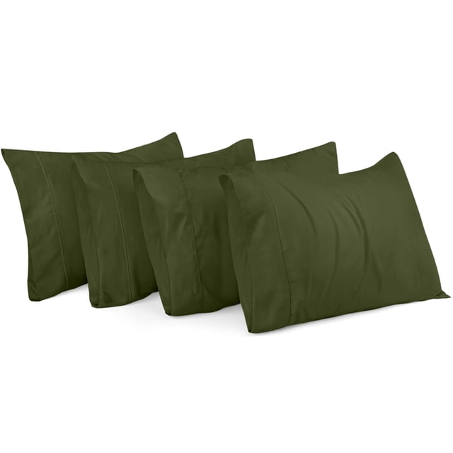 Fundas de almohada Utopia Bedding Queen, paquete de 4 unidades, microfibra, color oliva