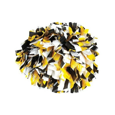 Pizzazz Black Gold White 3 Color Plastic Cheer Single Pom Pom
