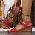 thumbnail image 4 of Rokment Womens Wedges Dressy Sandals 2026 Summer Trendy Casual Ladies Leather Open Toe Platform Arch Support Orthopedic High Heels Walking Dress Sandals Beach Red Size 9, 4 of 6