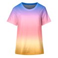 thumbnail image 3 of Aayomet Tops For Women Women Summer Casual Round Neck Gradient Print Short Sleeve T Shirt Top Summer Tops For Women Pink,S-XXL, 3 of 3