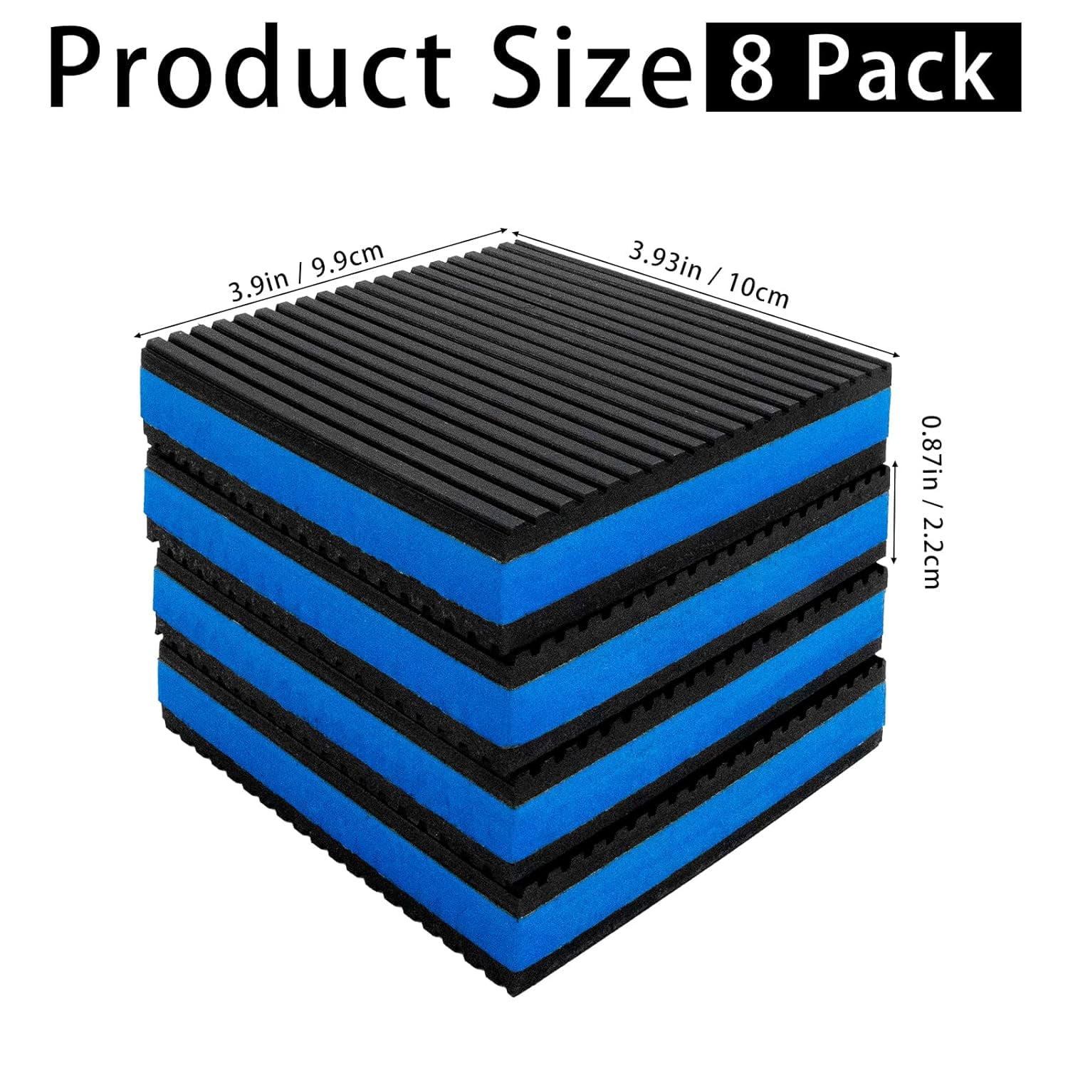8 Pack Anti Vibration Pads, 4 x 4 x 7/8 Inch EVA Square Absorbing Mat, Rubber Sound Insulating Isolation Damping Pads for Dryer, Washing Machine, Conditioner, Treadmil