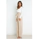 thumbnail image 4 of Pantalones de traje de mujer para el lugar de trabajo de moda Pantalones casuales de pierna ancha que combinan con todo con cinturón Pantalones elegantes para el viaje diario para el verano, 4 of 5