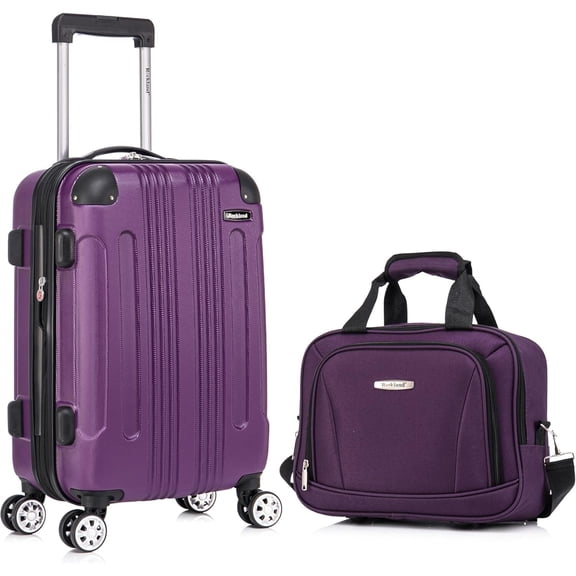 Rockland London Hardside Spinner Wheel Luggage, Carry-On 20-Inch and Tote 14-Inch, Purple