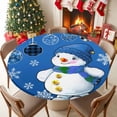 thumbnail image 5 of Round Fitted Tablecloths with Elastic Edge Funny Christmas Snowman on Blue Waterproof Table Cover for Kitchen Dining Party Decor,45" - 54", 5 of 9