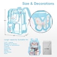 thumbnail image 3 of SANMADROLA Clear Backpack Heavy Duty Transparent Bookbag Teen Girlish Cute Bag Large Capacity See Through Backpacks Stadium Approved Daypack for Middle School College Sport/Travel, Blue Butterfly, 3 of 8