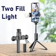 thumbnail image 1 of Palo Selfie portátil Yashi con Bluetooth para teléfono con luz de relleno de anillo Trípode plegable negro, 1 of 5
