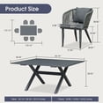 thumbnail image 5 of PURPLE LEAF 7 Pieces Patio Dining Set, Rectangular Aluminum Outdoor Table and 6 Wicker Chairs with Cushions for Garden Kitchen and Porch, Grey, 5 of 11