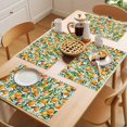 thumbnail image 5 of Summer Orange Placemats Set of 12 Farmhouse Tropical Fruit Botanical Place Mats Indoor Wipeable Table Mats Washable Cloth Dining Table Placemats for Kitchen Holiday Party Home Decor 13x19 Inch, 5 of 9