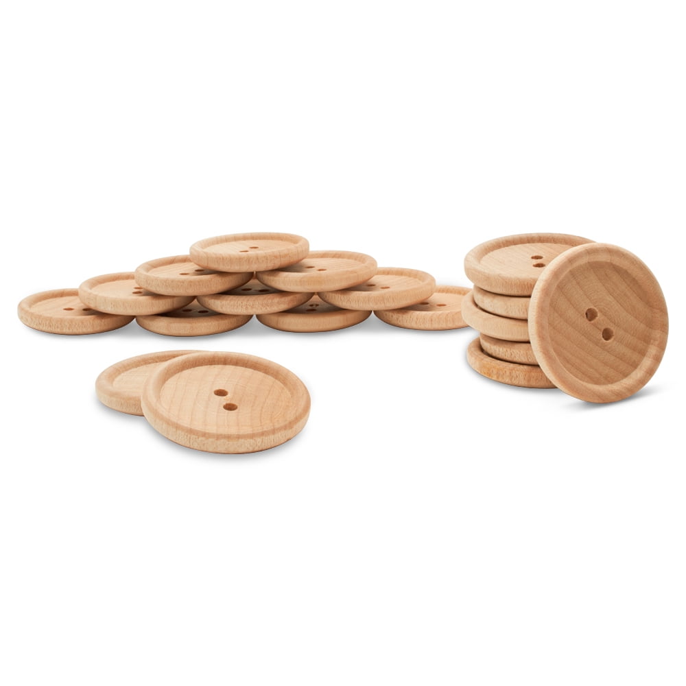 Unfinished Wooden Buttons for Crafts and Sewing 1-1/8 inch Bulk Pack of 100  Decorative Buttons by Woodpeckers 