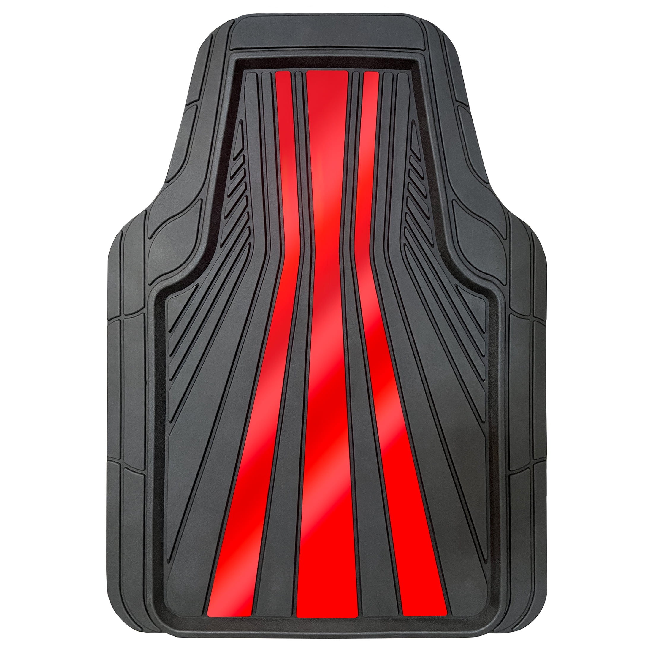 Auto Drive 4-Piece Black & Red All-Weather Rubber Floor Mat Set – Heavy Duty Universal Trim-to-Fit Car, Suv & Truck Mats