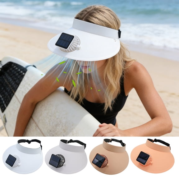 2 in 1 Solar Fan Hat Plastic Round Cap with USB Charging Adjustable Fan Angle Safety Guard Detachable Cooling for Travel Sports by PALIFEUR