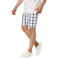 thumbnail image 5 of INSPIRE CHIC Men's Plaid Shorts Checked Regular Fit Flat Front Dress Shorts, 5 of 6