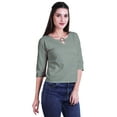 thumbnail image 2 of Moomaya Printed Keyhole Neck Ring Top Casual 3/4th Sleeve Tees Tank Tunic Top, 2 of 6