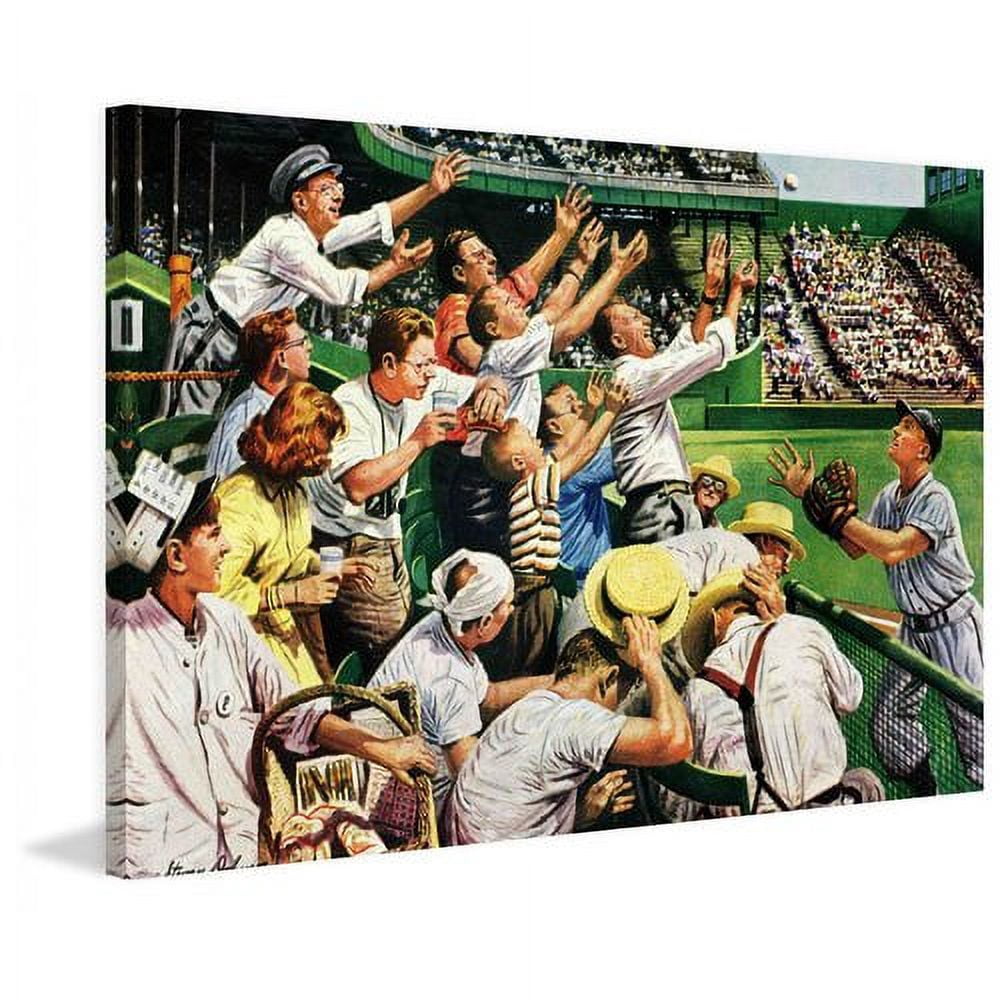 Marmont Hill Inc Marmont Hill - "Catching Home Run Ball" by Stevan Dohanos Painting Print on Canvas - Multi-color