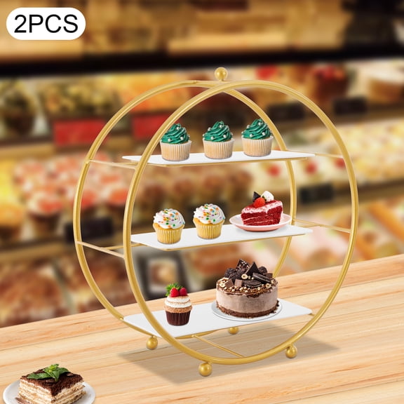 3-Tier Gold Cupcake Holder Stand 16.9in  No Assembly Required Wedding Party Decor