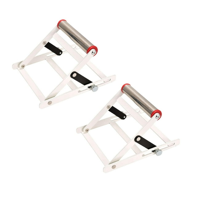 Spoon And Lid Rest Adjustable Cutting Machine Support Frame Table Saw Stand Height Adjustable Metal Cutting Machine Work Support Stand Material Support Frame Cutting Machine Attachment White