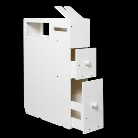 Drawers Bathroom UBesGoo New White Floor Bath Cabinet Medicine Shelf Toilet Paper Storage Bathroom Drawer ()
