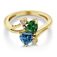 thumbnail image 3 of Gem Stone King 18K Yellow Gold Plated Silver Green Nano Emerald Persian Blue Moissanite and White Lab Grown Diamond Ring for Women (1.53 Cttw, Heart Shape 6MM, Gemstone Birthstone, Size 6), 3 of 6