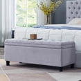 thumbnail image 2 of Tabaray Storage Bench, Linen Upholstered Bed End Storage Ottoman Bench,Tufted 45" Long Ottoman Bench with Storage for Bedroom, Living Room Entryway Window (Light Grey 45"), 2 of 14