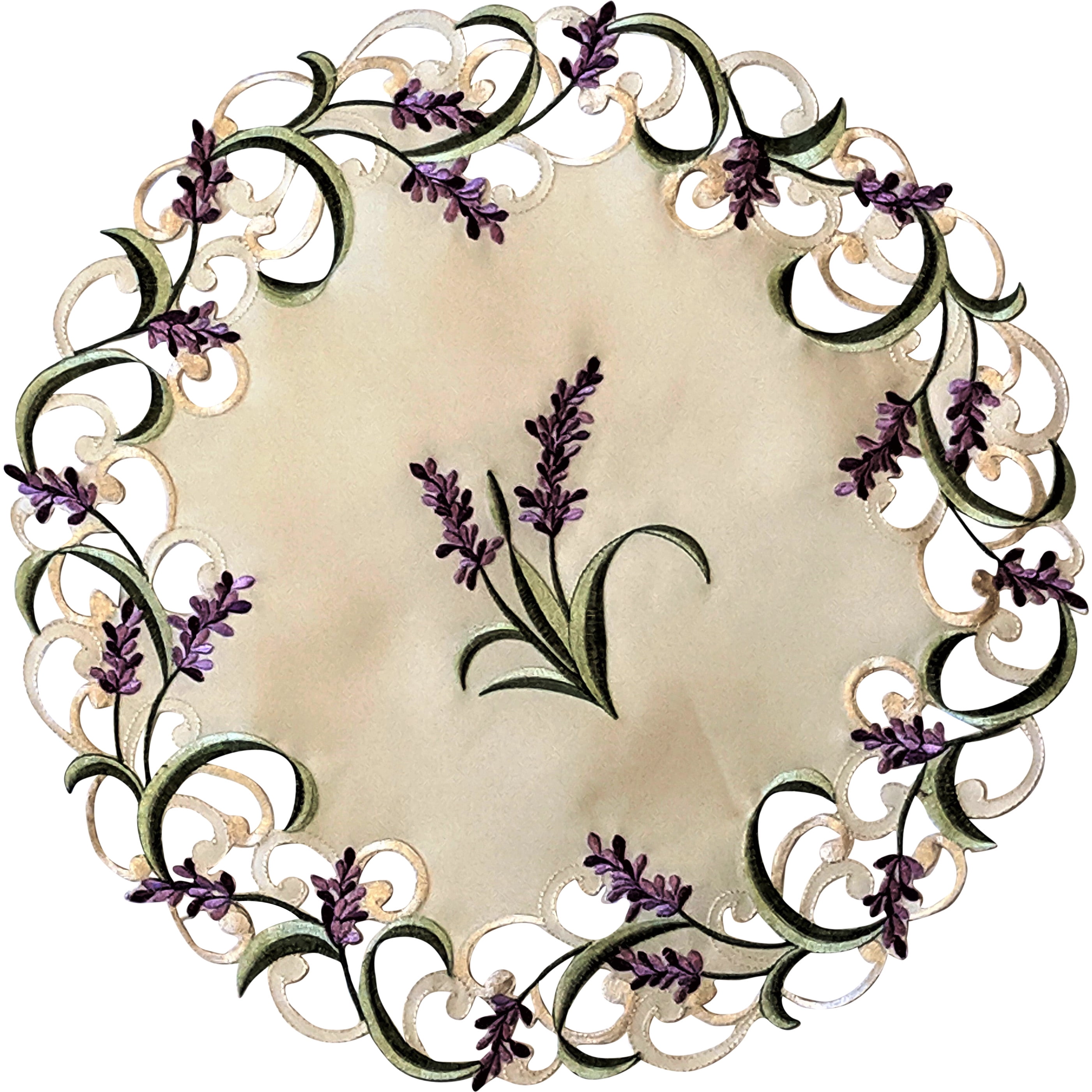 Doily Boutique Doily or Placemat with Purple Lavender Lilac Flowers on