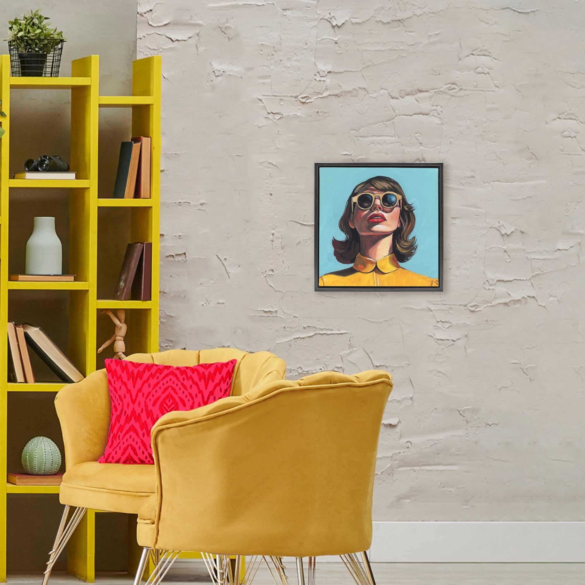 Stupell Industries Beautiful Sunshiny Day Retro Black Framed Floater Canvas Wall Art, design by Kate Jarvik Birch