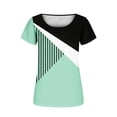 thumbnail image 4 of Pisexur Hauts pour Femmes 2023 Été Grande Taille Tuniques Décontractées à Col Rond Chemises à Manches Courtes Pétale Coupe Ample Blouse Mignonne, 4 of 5