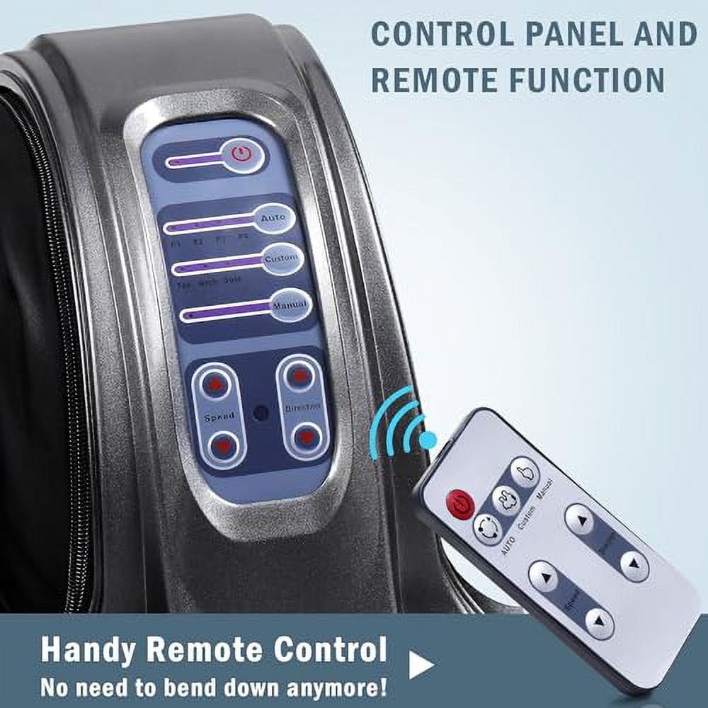 Electric Shiatsu Foot Massager with Remote for Pain Relief, Deep Kneading Rolling Feet and Calf Massager, Leg Circulation Machine for Plantar Fasciitis and Neuropathy, Men Women Gifts, Gray
