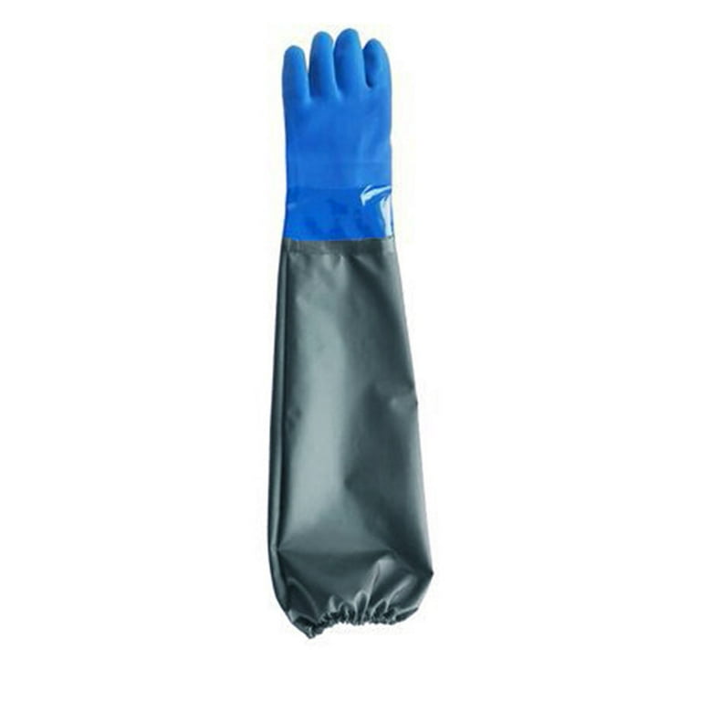 FAMTKT 2 pc Long Waterproof Rubber Gloves, Pond Gloves, Shoulder Length  Insulated PVC Coated Chemical Resistant Gloves Reusable, Resist Acid,  Alkali 