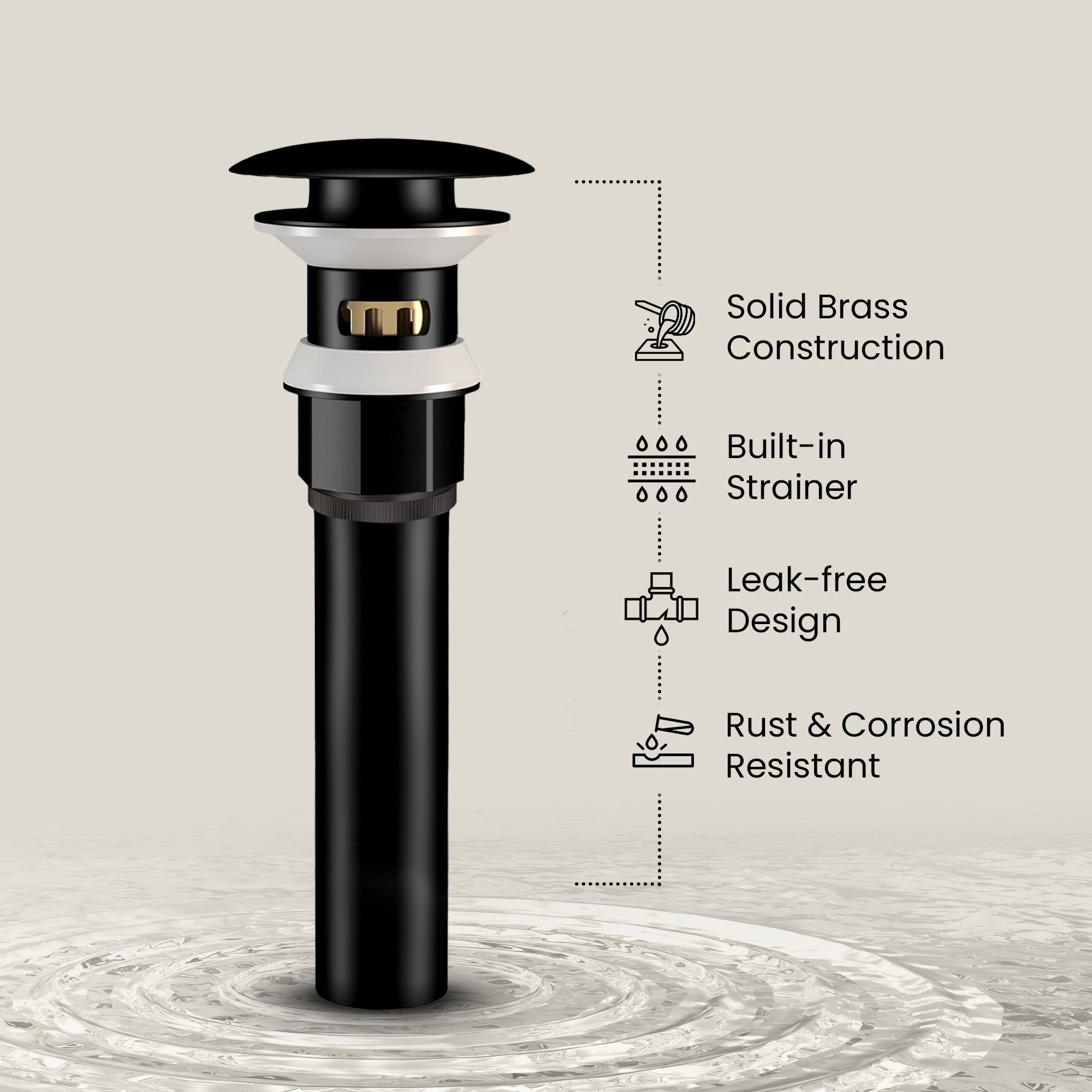 Ayna Decors Black Bathroom Sink Faucet Single Hole, Brass Single Handle Vanity Faucet with Pop Up Drain Stopper and Water Faucet Supply Lines