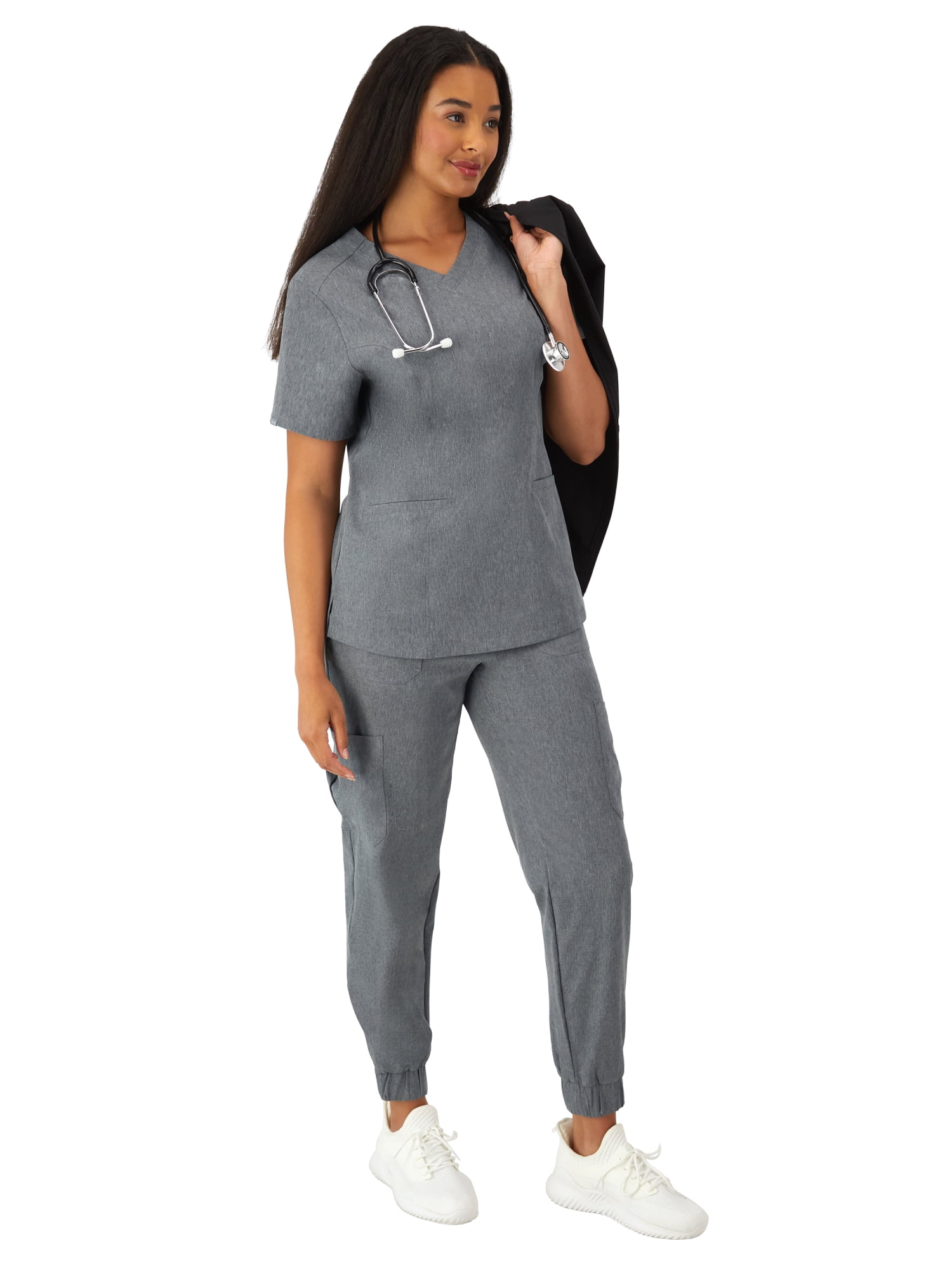 Hanes Women's Scrubs V-Neck Scrub Top, Comfort Fit, 2 Pockets, Sizes XS-3XL
