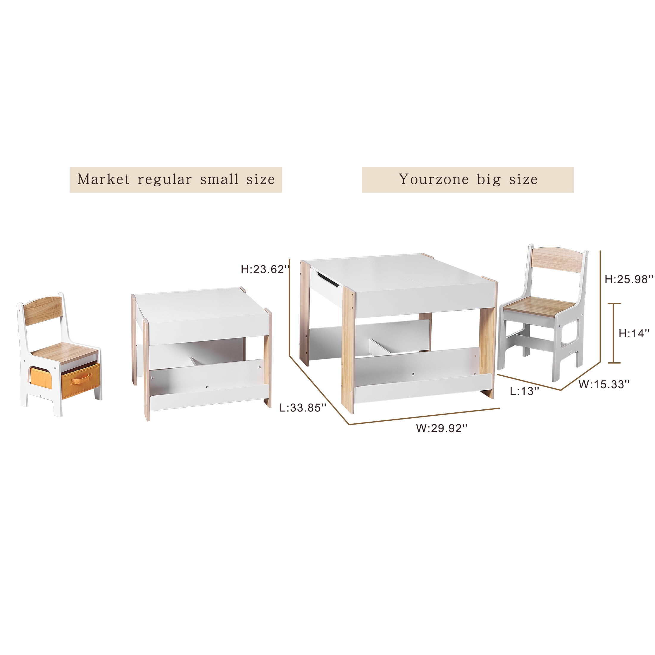 Your Zone Kids Activity Table & Chair Set with Storage – Whiteboard & Chalkboard Play Table for Crafts, Learning & Homeschool
