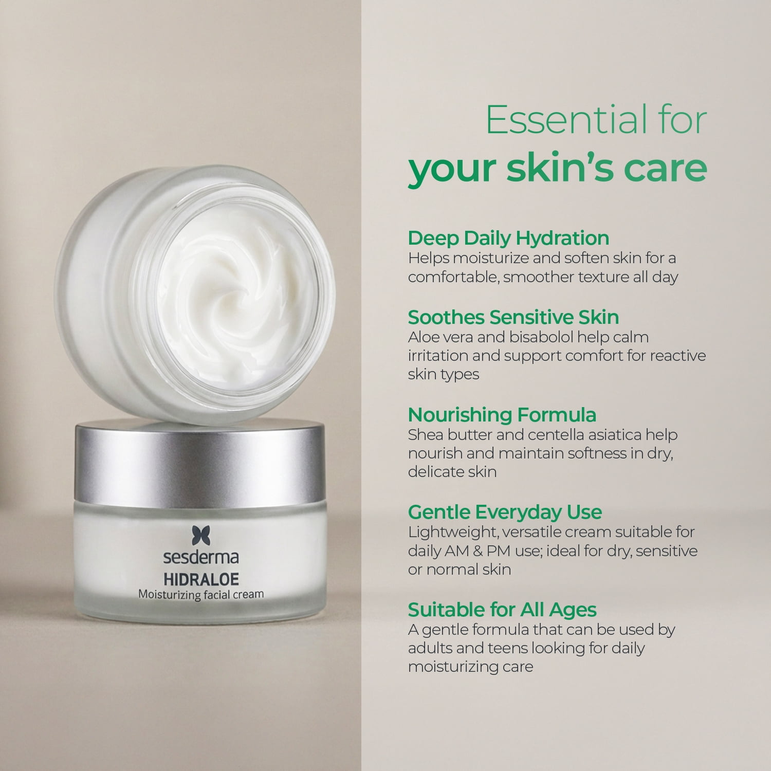Sesderma HIDRALOE Moisturizing Facial Cream 1.7 fl. Oz
