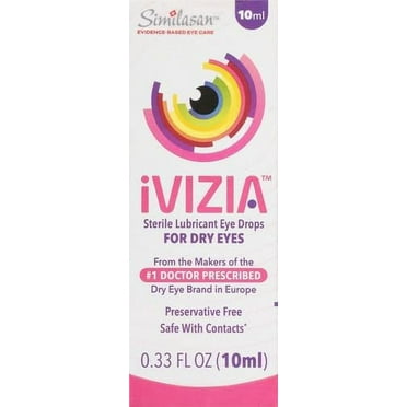 iVIZIA Lubricant Drops for Dry Eye Relief, Preservative-Free, Contact Lens Friendly, 0.33oz