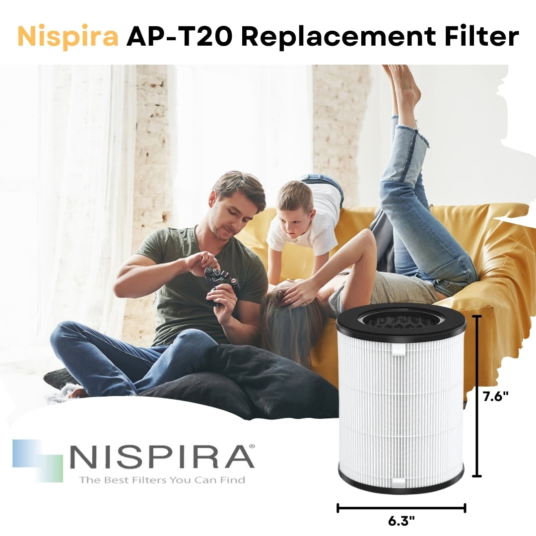 Nispira AP-T20FL True HEPA Replacement Filter Compatible with HoMedics TotalClean 360Â° Tower Air Purifier AP-T20 AP-T20WT, 3 Packs
