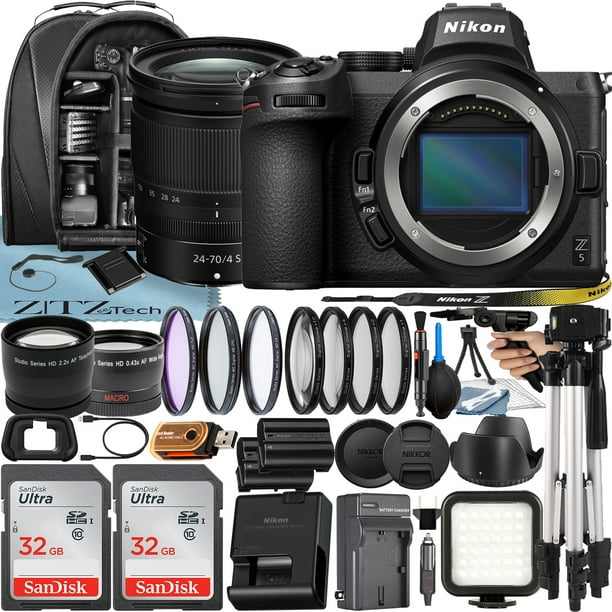 Enjuiciar Mercurio Siete Nikon Z5 Mirrorless Camera with NIKKOR Z 24-70mm f/4 S Lens + 2 Pack 32GB  SanDisk Card + Case + Tripod + ZeeTech Accessory Bundle - Walmart.com