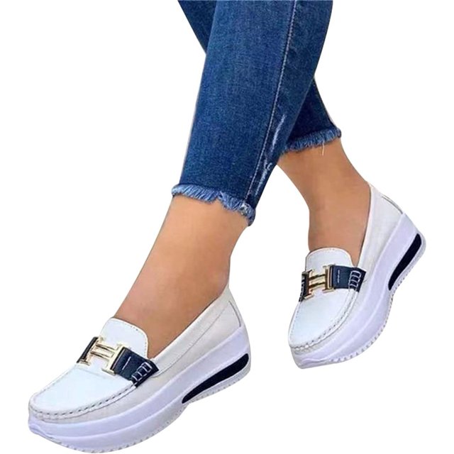 Zapatos para caminar cómodos mocasines de cuña cómodos con plataforma, antideslizantes, zapatos de conducción para mujer, casuales, planos de poliuretano Xishao ropa