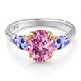 thumbnail image 3 of Gem Stone King 925 Silver and 10K Yellow Gold Pink Moissanite and Blue Tanzanite Engagement Ring for Women | 2.89 Cttw | Oval 9X7MM | Gemstone Birthstone | Size 7, 3 of 6