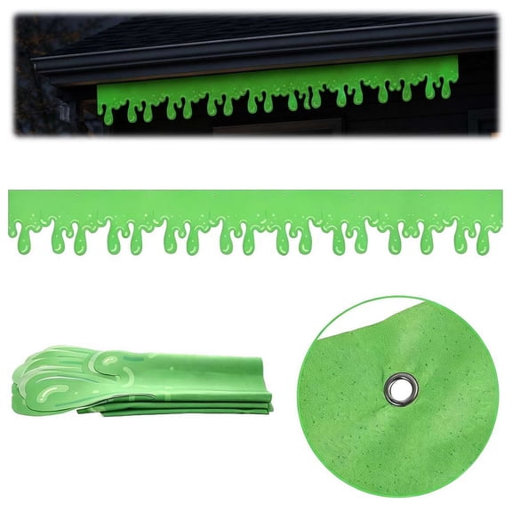 SharkTRUE Halloween Green Slime Banner, Spooky Slime Backdrop Decoration for Indoor Outdoor Use