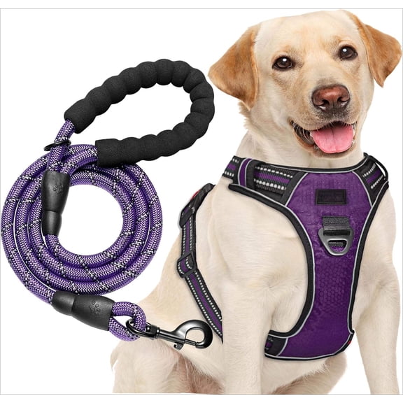 No Pull Dog Harness Adjustable Reflective Oxford Easy Control Medium Large Dog Harness with A Free Heavy Duty 5ft Dog Leash