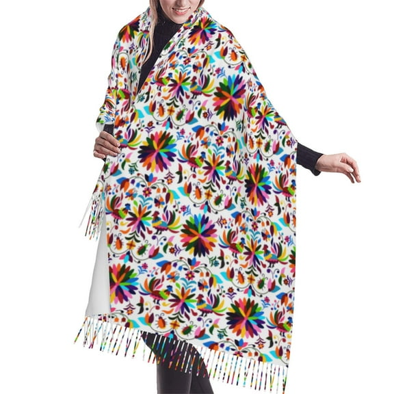 Shawl Wraps for Women - Mexican Bright Style Oversized Fall Winter Fashion Blanket Scarf for Women