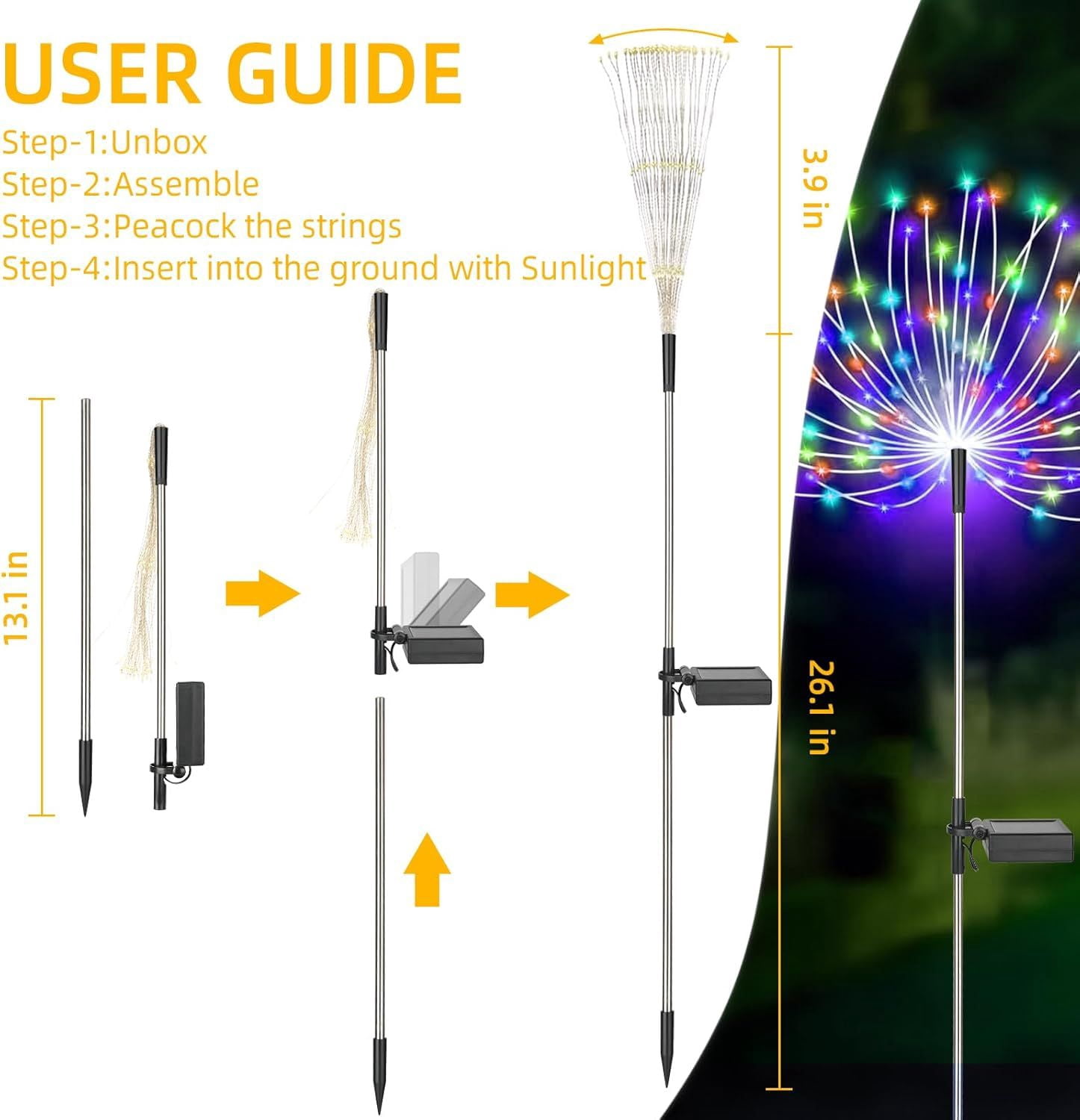 Outdoor Solar Lights, 4 Pack Solar Garden Light with Bigger Lily Flowers, Waterproof 7 Color Changing Solar Lights Outdoor - Bigger Panel for Patio Yard Garden Decoration, Gift for Mom