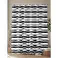 thumbnail image 4 of Boanket Polyester Fabric Boho Black Stripe Shower Curtain, Abstract Geometric White Minimalist Waterproof Bathtub Curtain Bathroom Decor Set with Hooks 72 x 96 Inches,, 4 of 6