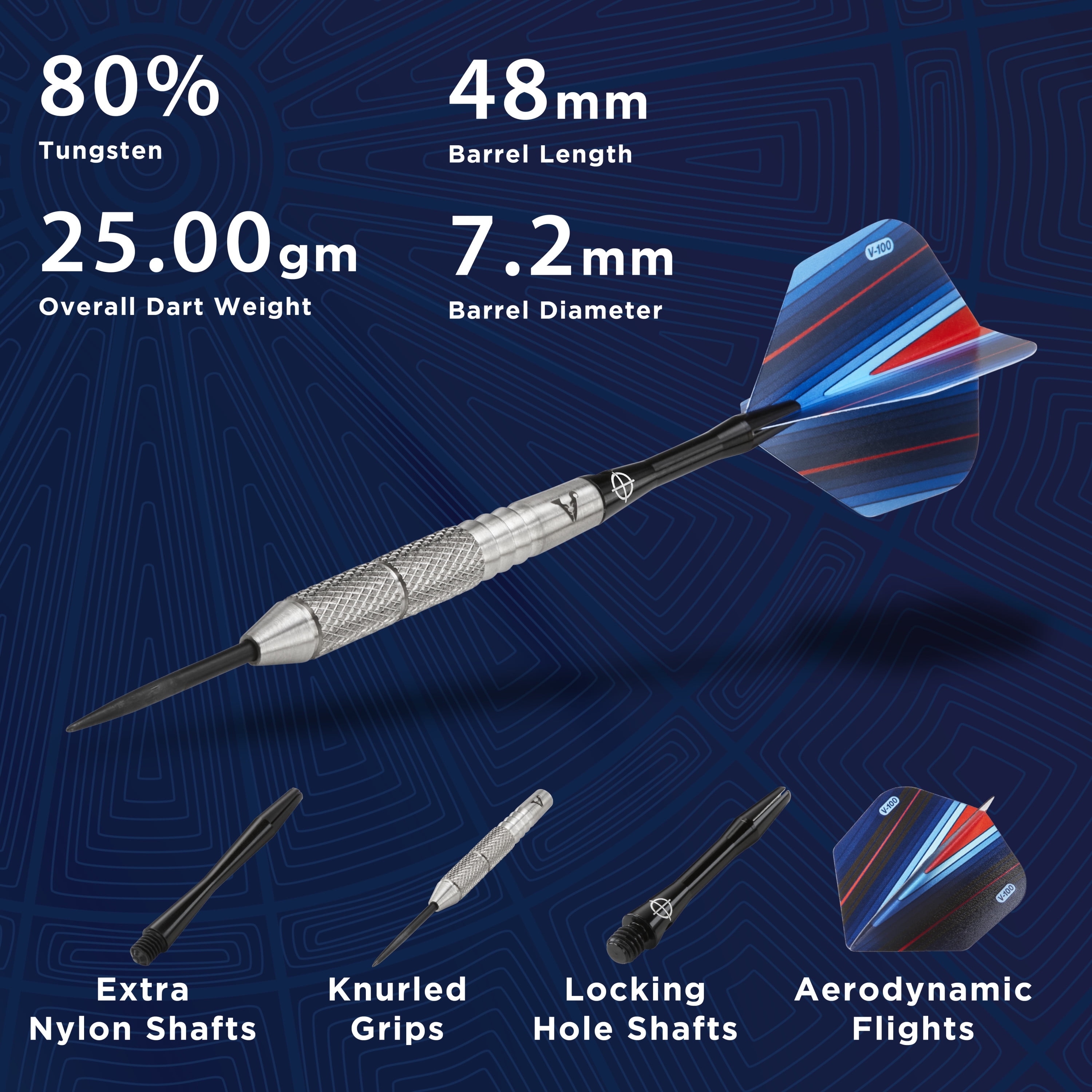 Viper Sidewinder 80% Tungsten Professional Steel Tip Dart Set, 25 Grams