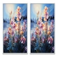thumbnail image 2 of Designart "Coral Blue Orchids landscape Pointillism Dot" Orchids Framed Wall Art Set Of 2 - Coral Floral Gallery Wall Frame Set For Home Decor, 2 of 7