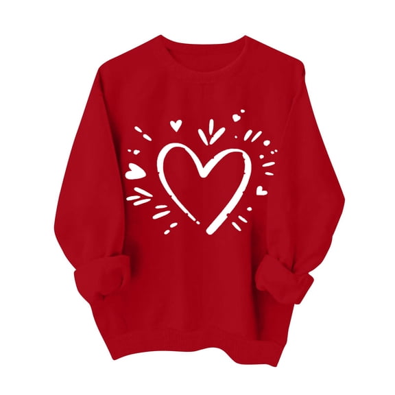Valentines Shirts for Women Cute Love Heart Graphic Sweatshirt Long Sleeve Valentines Sweater Women XXXL