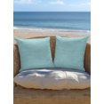 thumbnail image 5 of Outdoor Pillows Waterproof, Bluish Green Solid Color Bedding Throw Pillows with Insert for Couch Sofa Bed, Minimalist Vintage Linen Texture 16x16 Inch Pillowcases Decorative Patio Pillow Set of 2, 5 of 8