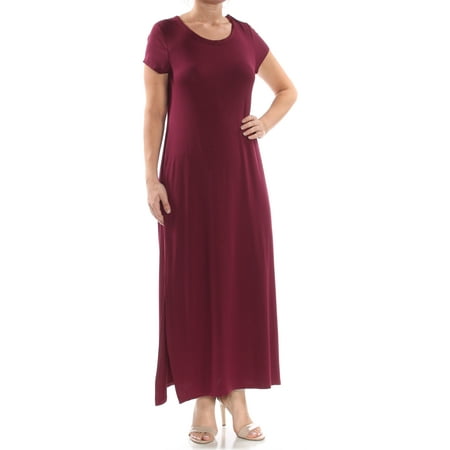 STYLE & COMPANY Womens Burgundy Short Sleeve Maxi Dress Petites  Size: (Best Dress Style For Petite)