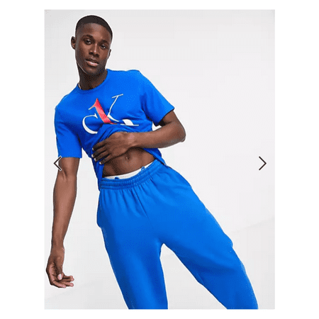 Calvin Klein One Large Logo Crew T-shirt in Blue,XL.