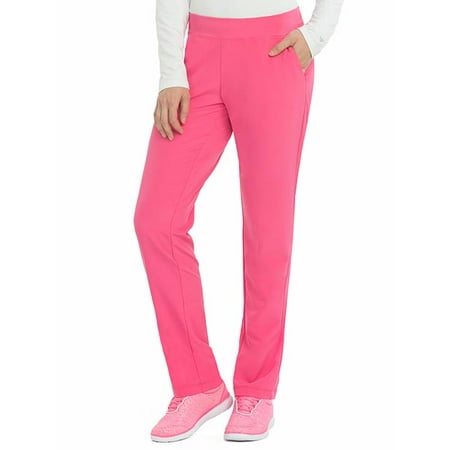 med couture women's 4-ever flex stretch yoga slim fit scrub pant pink